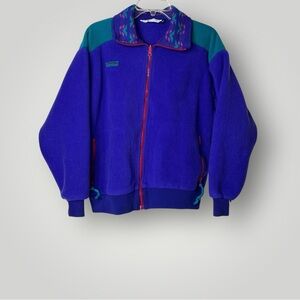 Columbia Fleece Jacket Womens Large Full Zip  Aztec Vintage 90's Zip Pockets USA